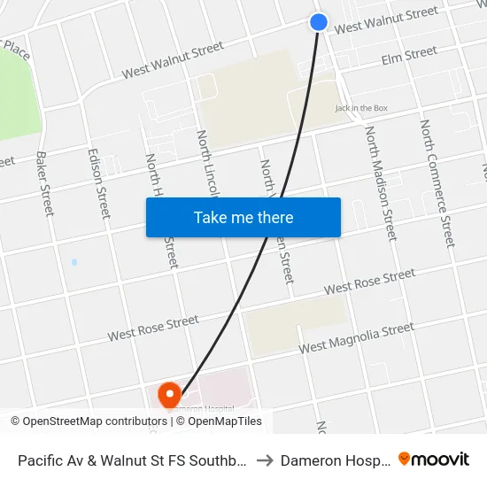 Pacific Av & Walnut St FS Southbound to Dameron Hospital map