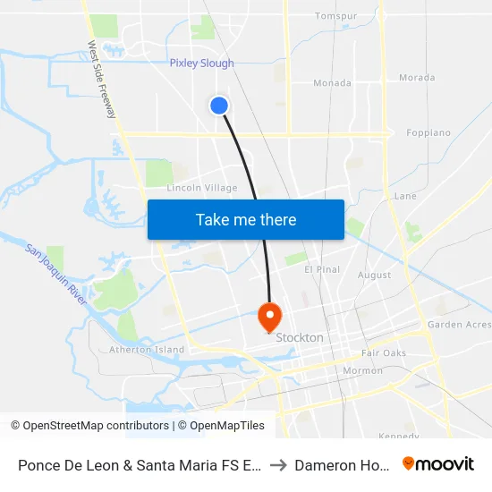 Ponce De Leon & Santa Maria FS Eastbound to Dameron Hospital map