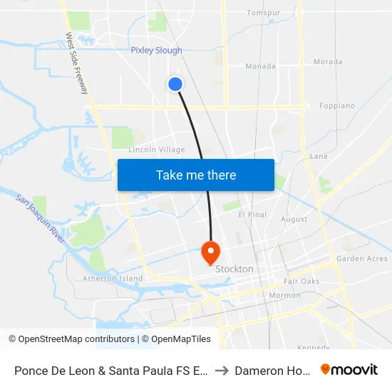 Ponce De Leon & Santa Paula FS Eastbound to Dameron Hospital map