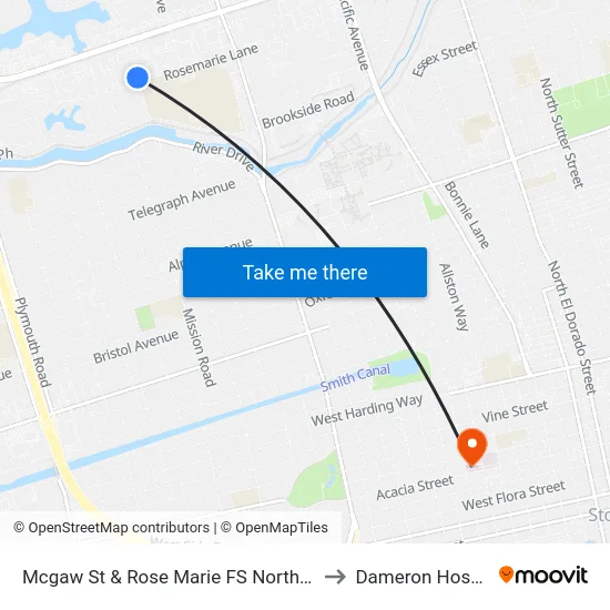 Mcgaw St & Rose Marie FS Northbound to Dameron Hospital map