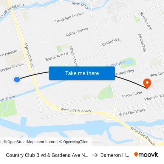 Country Club Blvd & Gardena Ave Ns Westbound to Dameron Hospital map