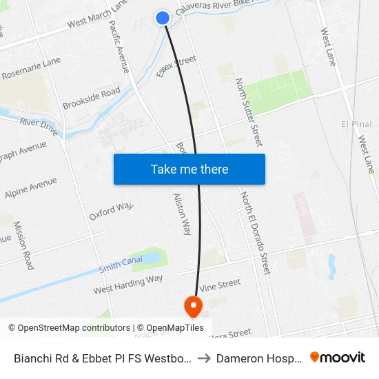 Bianchi Rd & Ebbet Pl FS Westbound to Dameron Hospital map
