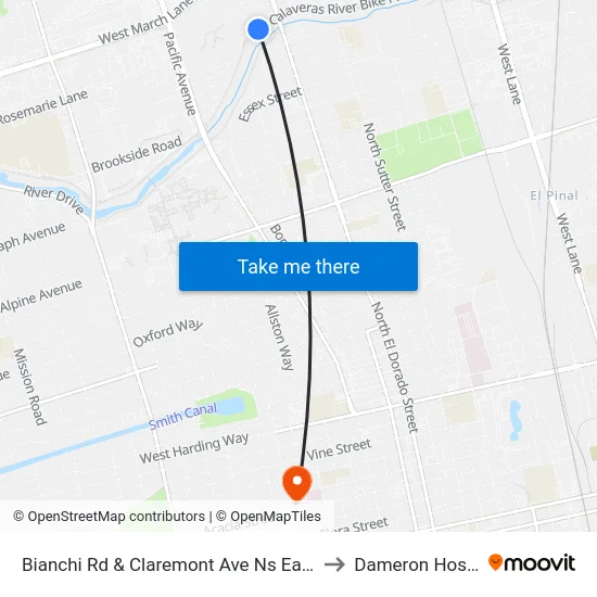 Bianchi Rd & Claremont Ave Ns Eastbound to Dameron Hospital map