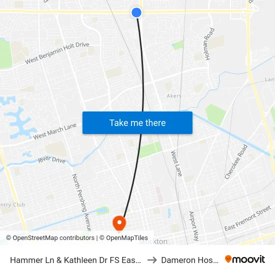 Hammer Ln & Kathleen Dr FS Eastbound to Dameron Hospital map