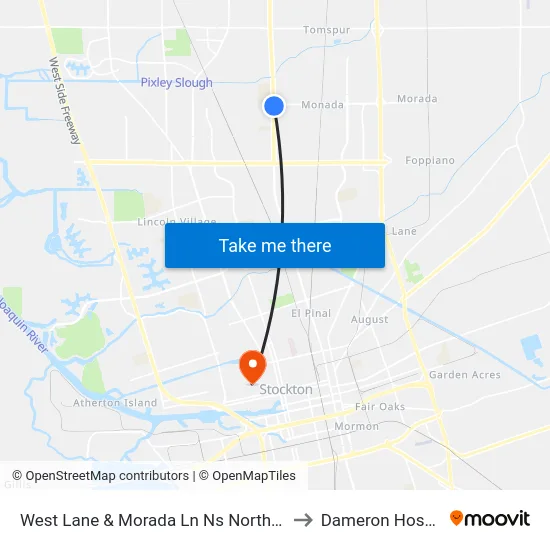 West Lane & Morada Ln Ns Northbound to Dameron Hospital map