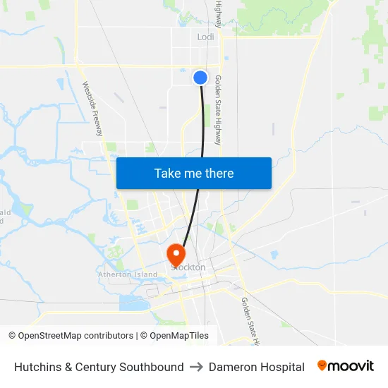 Hutchins & Century Southbound to Dameron Hospital map