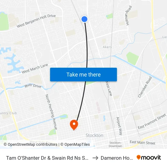 Tam O'Shanter Dr & Swain Rd Ns Southbound to Dameron Hospital map
