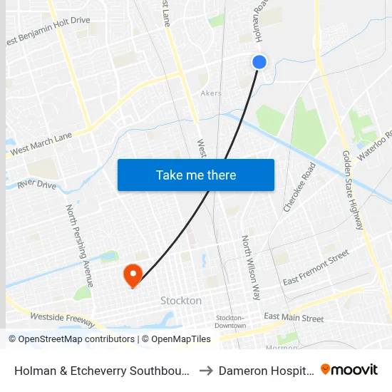 Holman & Etcheverry Southbound to Dameron Hospital map