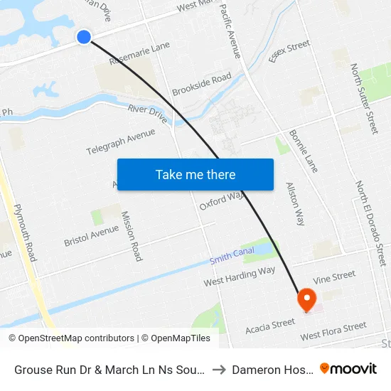 Grouse Run Dr & March Ln Ns Southbound to Dameron Hospital map