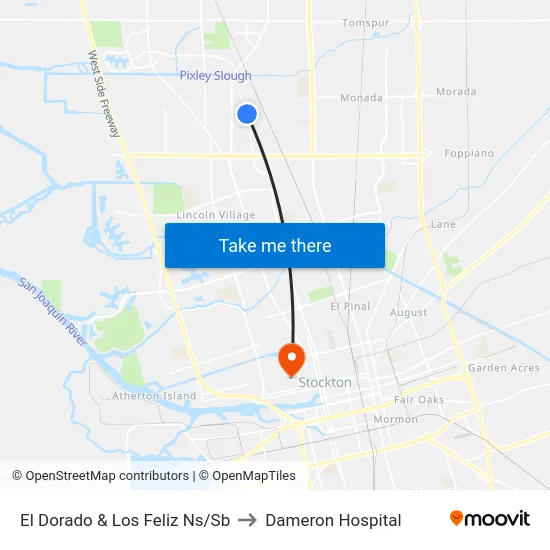 El Dorado & Los Feliz Ns/Sb to Dameron Hospital map