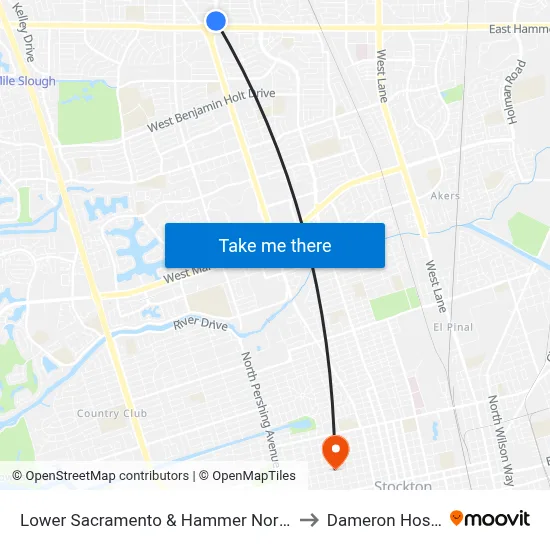Lower Sacramento & Hammer Northbound to Dameron Hospital map