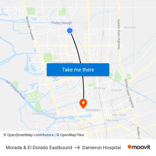 Morada & El Dorado Eastbound to Dameron Hospital map