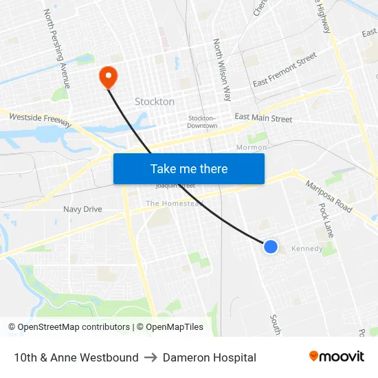 10th & Anne Westbound to Dameron Hospital map