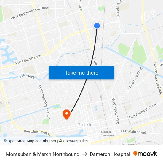 Montauban & March Northbound to Dameron Hospital map