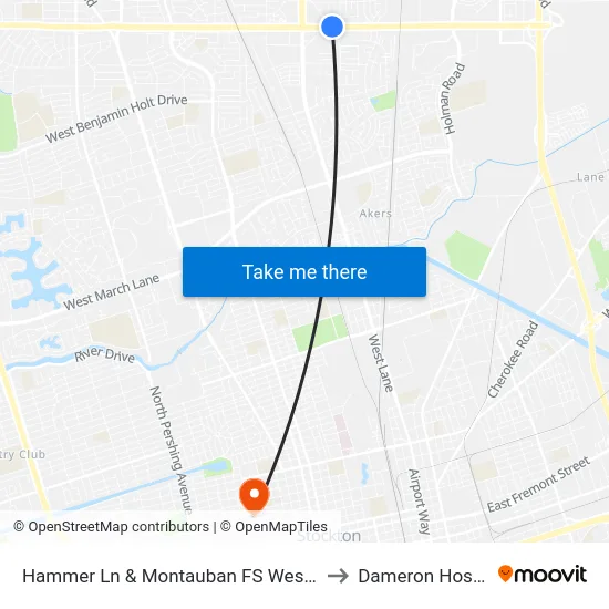 Hammer Ln & Montauban FS Westbound to Dameron Hospital map