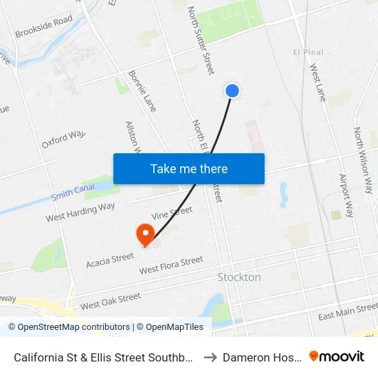 California St & Ellis Street Southbound FS to Dameron Hospital map