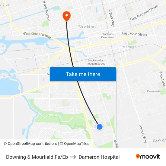 Downing & Mourfield Fs/Eb to Dameron Hospital map