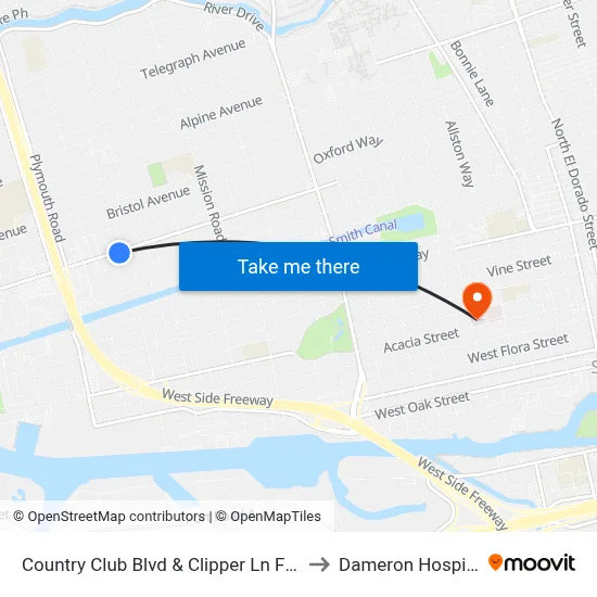 Country Club Blvd & Clipper Ln Fseb to Dameron Hospital map