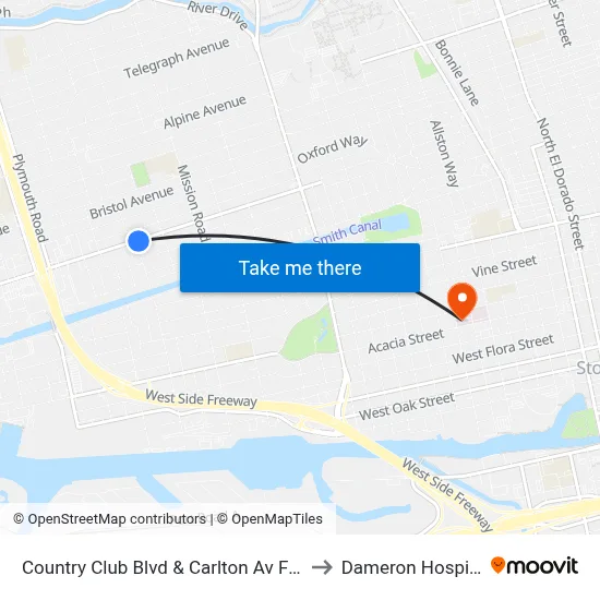 Country Club Blvd & Carlton Av Fseb to Dameron Hospital map