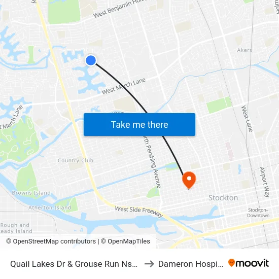 Quail Lakes Dr & Grouse Run Ns/Nb to Dameron Hospital map