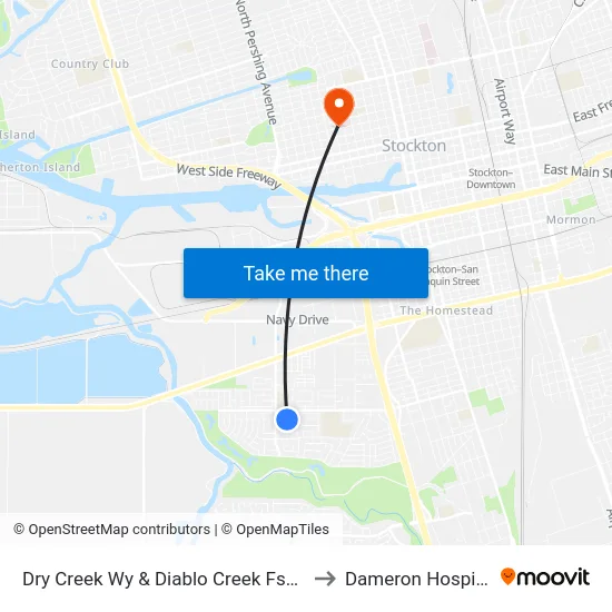 Dry Creek Wy & Diablo Creek Fs/Sb to Dameron Hospital map