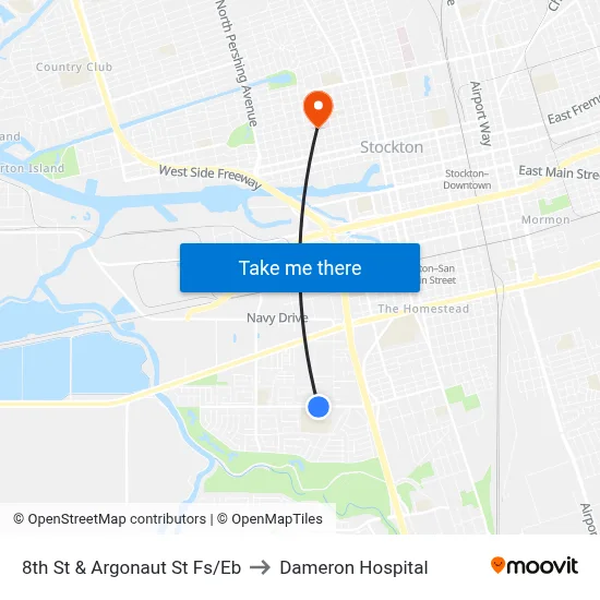 8th St & Argonaut St Fs/Eb to Dameron Hospital map