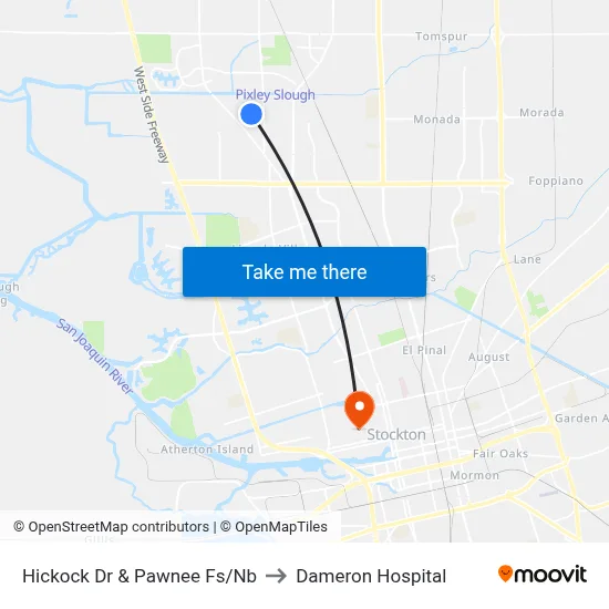 Hickock Dr & Pawnee Fs/Nb to Dameron Hospital map