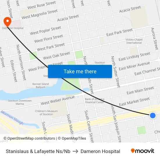 Stanislaus & Lafayette Ns/Nb to Dameron Hospital map