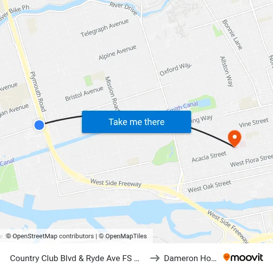 Country Club Blvd & Ryde Ave FS Westbound to Dameron Hospital map