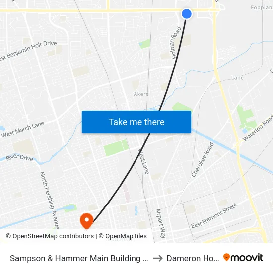 Sampson & Hammer Main Building Southbound to Dameron Hospital map