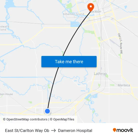 East St/Carlton Way Ob to Dameron Hospital map