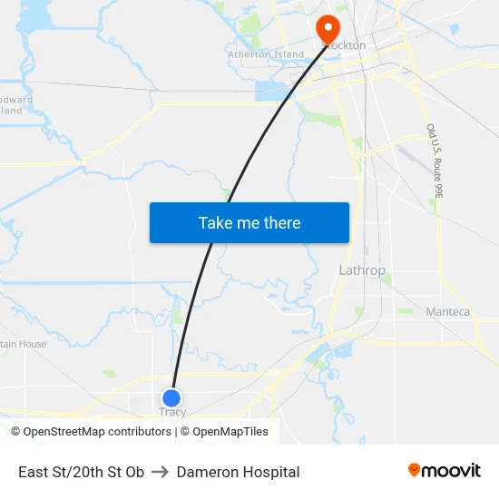 East St/20th St Ob to Dameron Hospital map