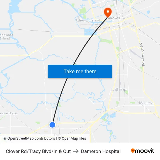 Clover Rd/Tracy Blvd/In & Out to Dameron Hospital map
