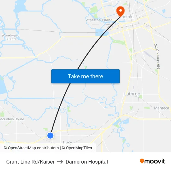 Grant Line Rd/Kaiser to Dameron Hospital map