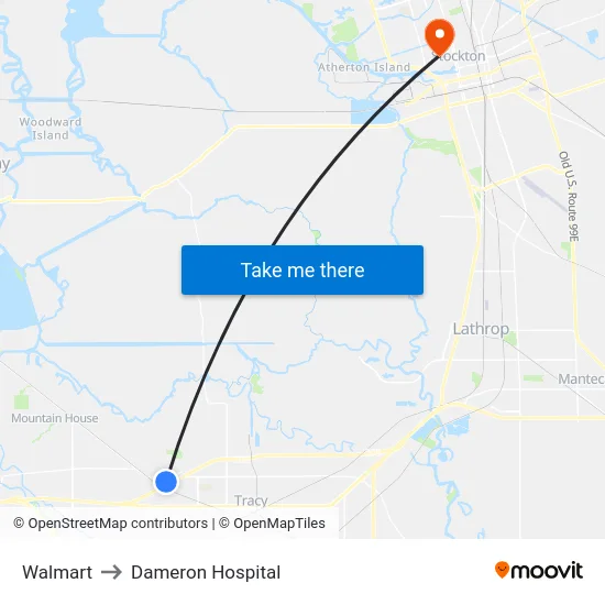 Walmart to Dameron Hospital map