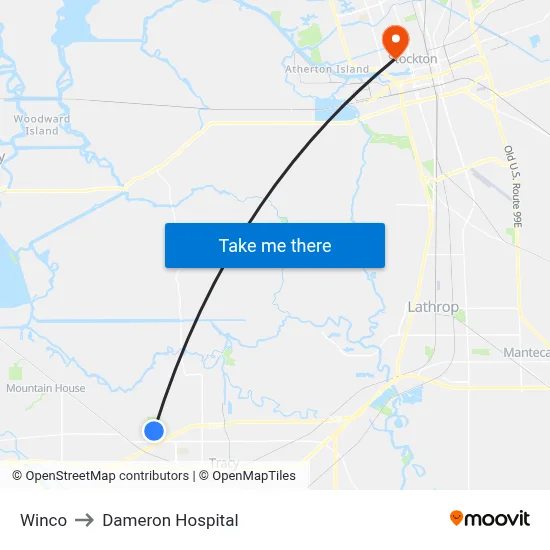 Winco to Dameron Hospital map