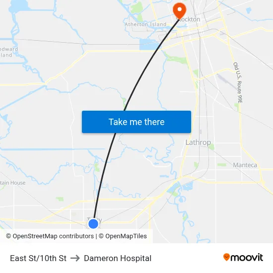 East St/10th St to Dameron Hospital map