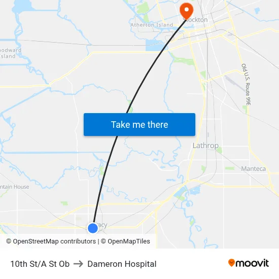 10th St/A St Ob to Dameron Hospital map