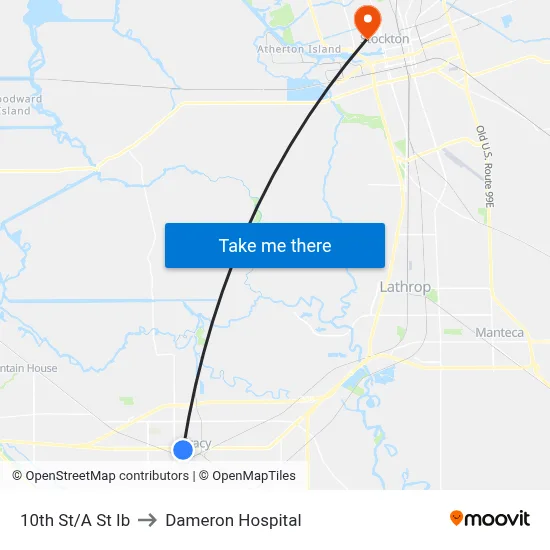10th St/A St Ib to Dameron Hospital map