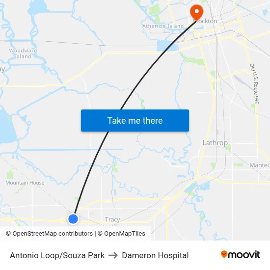 Antonio Loop/Souza Park to Dameron Hospital map