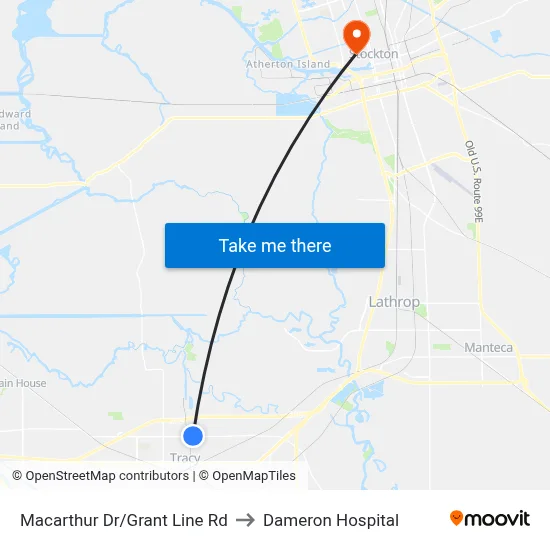 Macarthur Dr/Grant Line Rd to Dameron Hospital map
