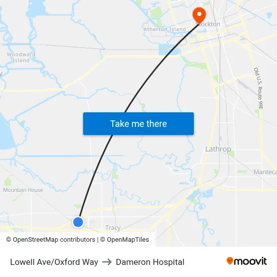 Lowell Ave/Oxford Way to Dameron Hospital map