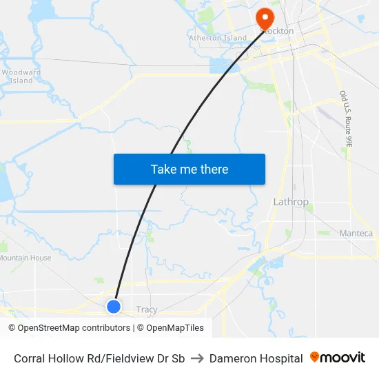 Corral Hollow Rd/Fieldview Dr Sb to Dameron Hospital map