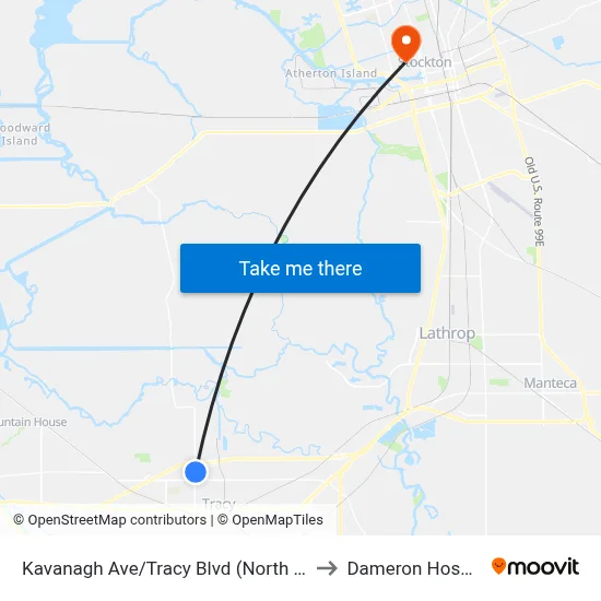 Kavanagh Ave/Tracy Blvd (North Side) to Dameron Hospital map