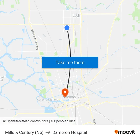 Mills & Century (Nb) to Dameron Hospital map