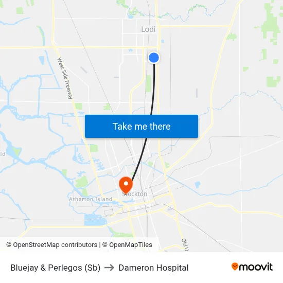 Bluejay & Perlegos (Sb) to Dameron Hospital map