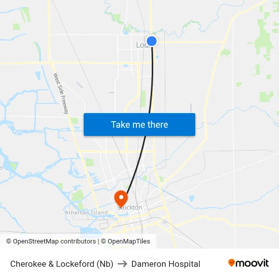 Cherokee & Lockeford (Nb) to Dameron Hospital map