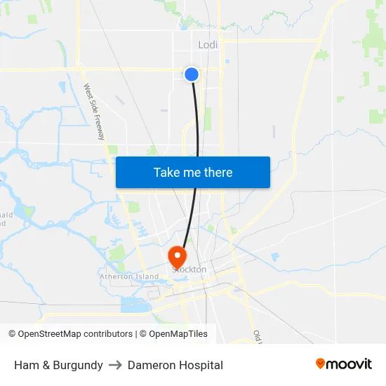Ham & Burgundy to Dameron Hospital map