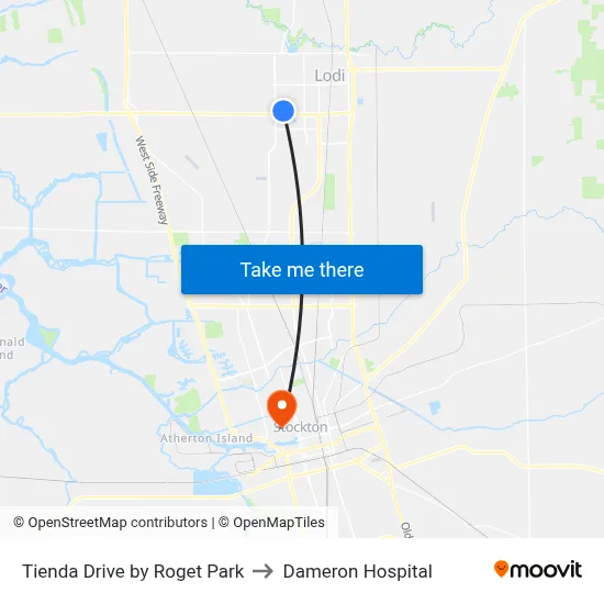 Tienda Drive by Roget Park to Dameron Hospital map
