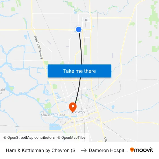 Ham & Kettleman by Chevron (Sb) to Dameron Hospital map